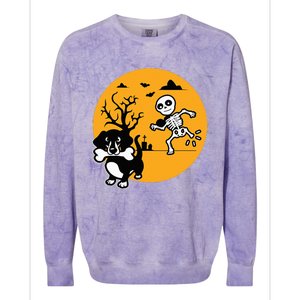 Funny Skeleton Wiener Sausage Dog Halloween Dachshund Colorblast Crewneck Sweatshirt