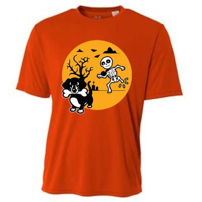 Funny Skeleton Wiener Sausage Dog Halloween Dachshund Cooling Performance Crew T-Shirt