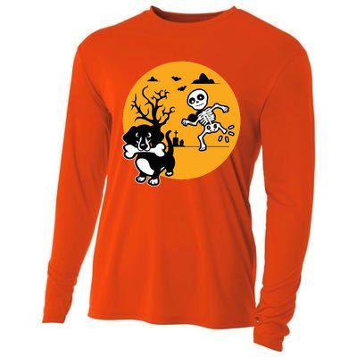 Funny Skeleton Wiener Sausage Dog Halloween Dachshund Cooling Performance Long Sleeve Crew