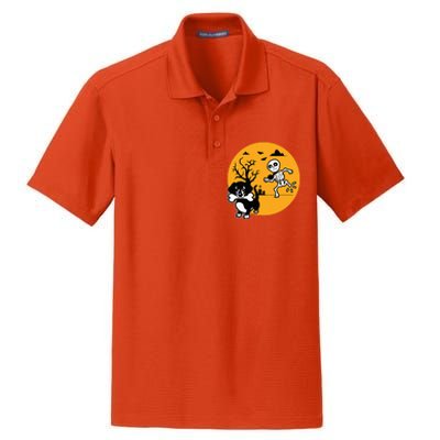 Funny Skeleton Wiener Sausage Dog Halloween Dachshund Dry Zone Grid Polo