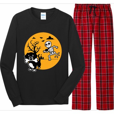 Funny Skeleton Wiener Sausage Dog Halloween Dachshund Long Sleeve Pajama Set