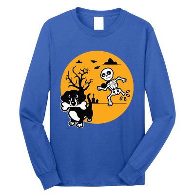 Funny Skeleton Wiener Sausage Dog Halloween Dachshund Long Sleeve Shirt