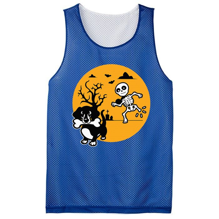 Funny Skeleton Wiener Sausage Dog Halloween Dachshund Mesh Reversible Basketball Jersey Tank