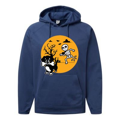 Funny Skeleton Wiener Sausage Dog Halloween Dachshund Performance Fleece Hoodie