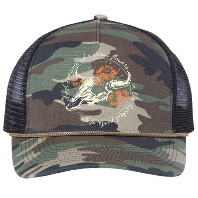 Find Someone Who Grows Flowers In The Darkest Parts Of You Retro Rope Trucker Hat Cap