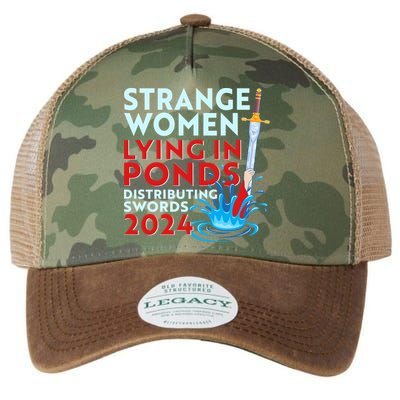 Funny Strange Women Lying In Ponds Distributing Swords 2024 Legacy Tie Dye Trucker Hat