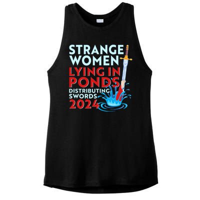 Funny Strange Women Lying In Ponds Distributing Swords 2024 Ladies PosiCharge Tri-Blend Wicking Tank