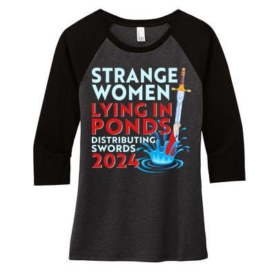 Funny Strange Women Lying In Ponds Distributing Swords 2024 Women's Tri-Blend 3/4-Sleeve Raglan Shirt