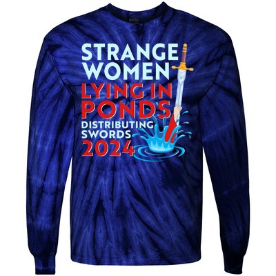 Funny Strange Women Lying In Ponds Distributing Swords 2024 Tie-Dye Long Sleeve Shirt