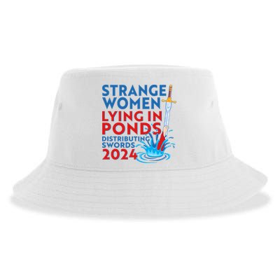 Funny Strange Women Lying In Ponds Distributing Swords 2024 Sustainable Bucket Hat