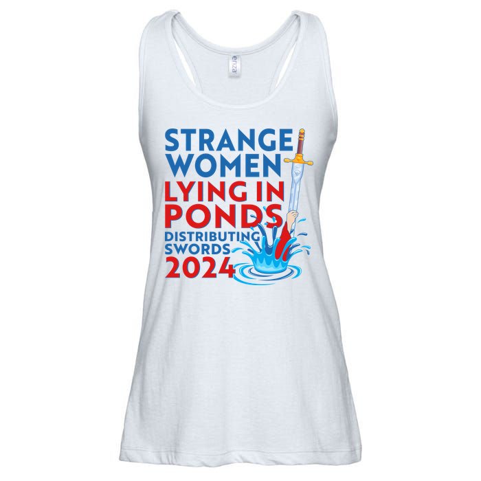 Funny Strange Women Lying In Ponds Distributing Swords 2024 Ladies Essential Flowy Tank