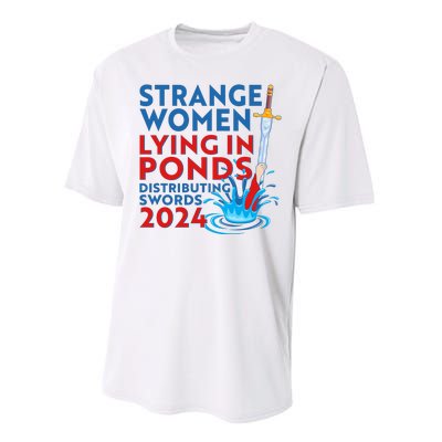 Funny Strange Women Lying In Ponds Distributing Swords 2024 Performance Sprint T-Shirt