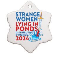 Funny Strange Women Lying In Ponds Distributing Swords 2024 Ceramic Star Ornament