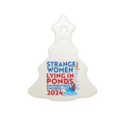 Funny Strange Women Lying In Ponds Distributing Swords 2024 Ceramic Tree Ornament