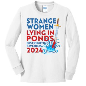 Funny Strange Women Lying In Ponds Distributing Swords 2024 Kids Long Sleeve Shirt