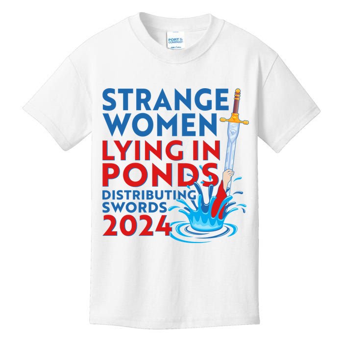 Funny Strange Women Lying In Ponds Distributing Swords 2024 Kids T-Shirt