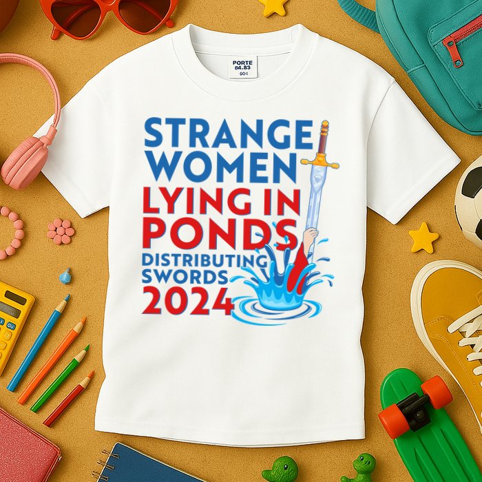 Funny Strange Women Lying In Ponds Distributing Swords 2024 Kids T-Shirt