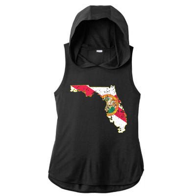 Florida State With Florida Shape Flag Ladies PosiCharge Tri-Blend Wicking Draft Hoodie Tank