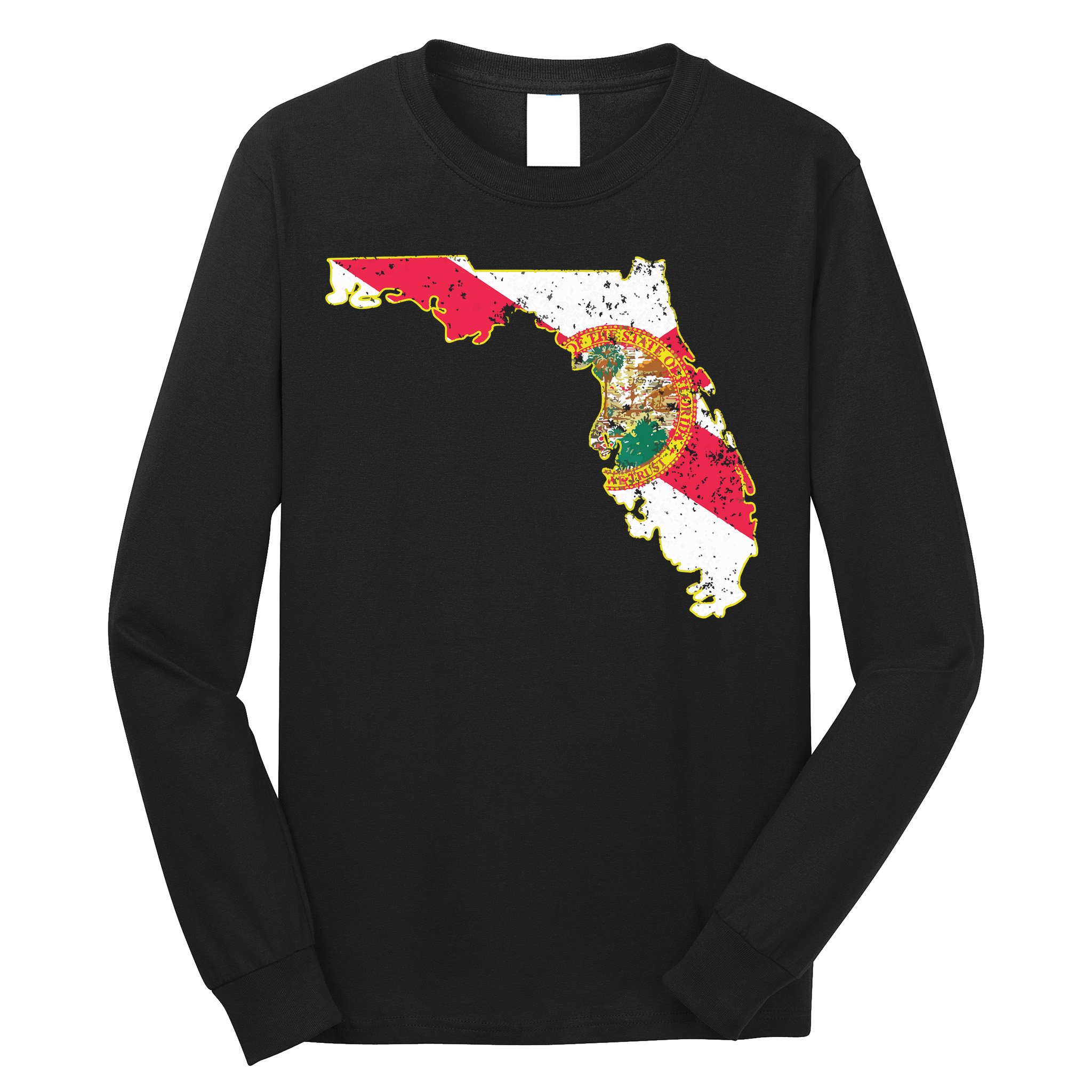 Florida State With Florida Shape Flag Long Sleeve Shirt