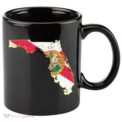 Florida State With Florida Shape Flag 11oz C Handle Ceramic Mug