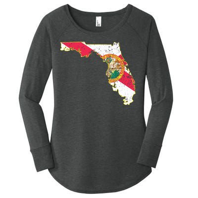 Florida State With Florida Shape Flag Women's Perfect Tri Tunic Long Sleeve Shirt