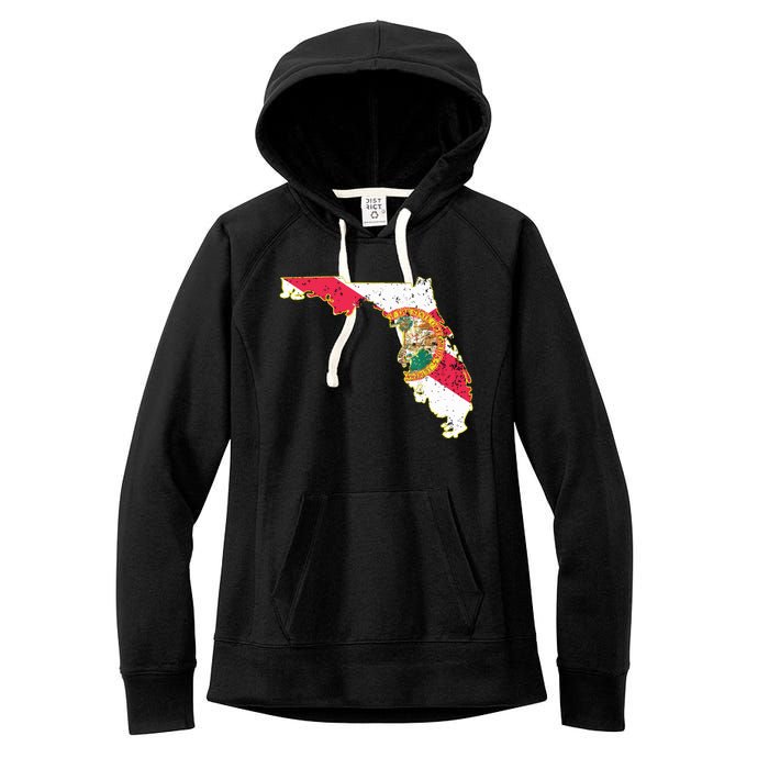 Florida State With Florida Shape Flag Women's Fleece Hoodie