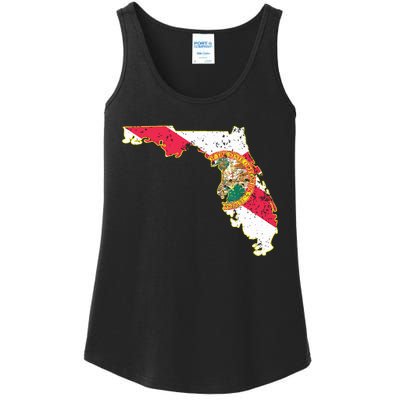 Florida State With Florida Shape Flag Ladies Essential Tank