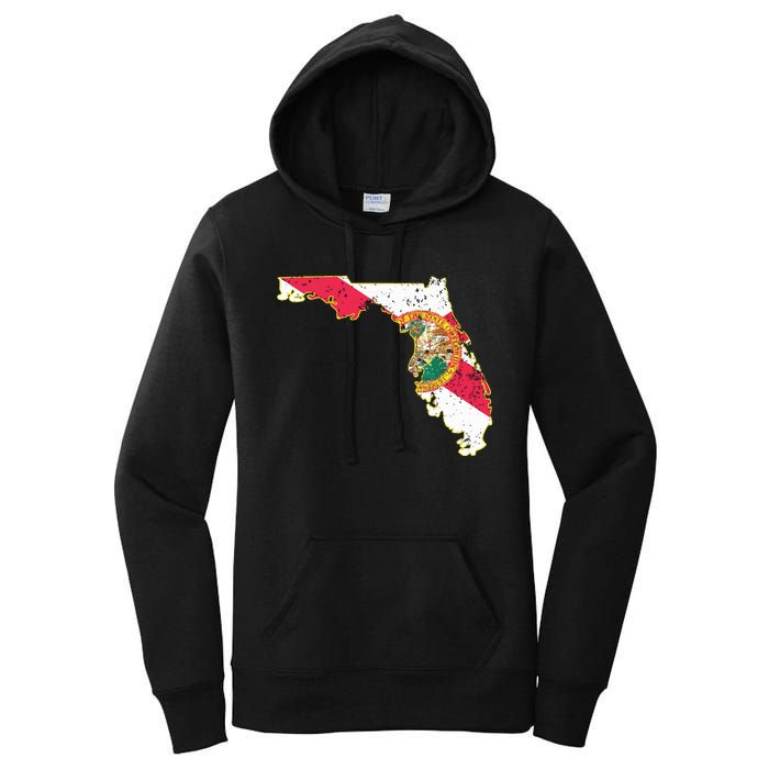 Florida State With Florida Shape Flag Women's Pullover Hoodie