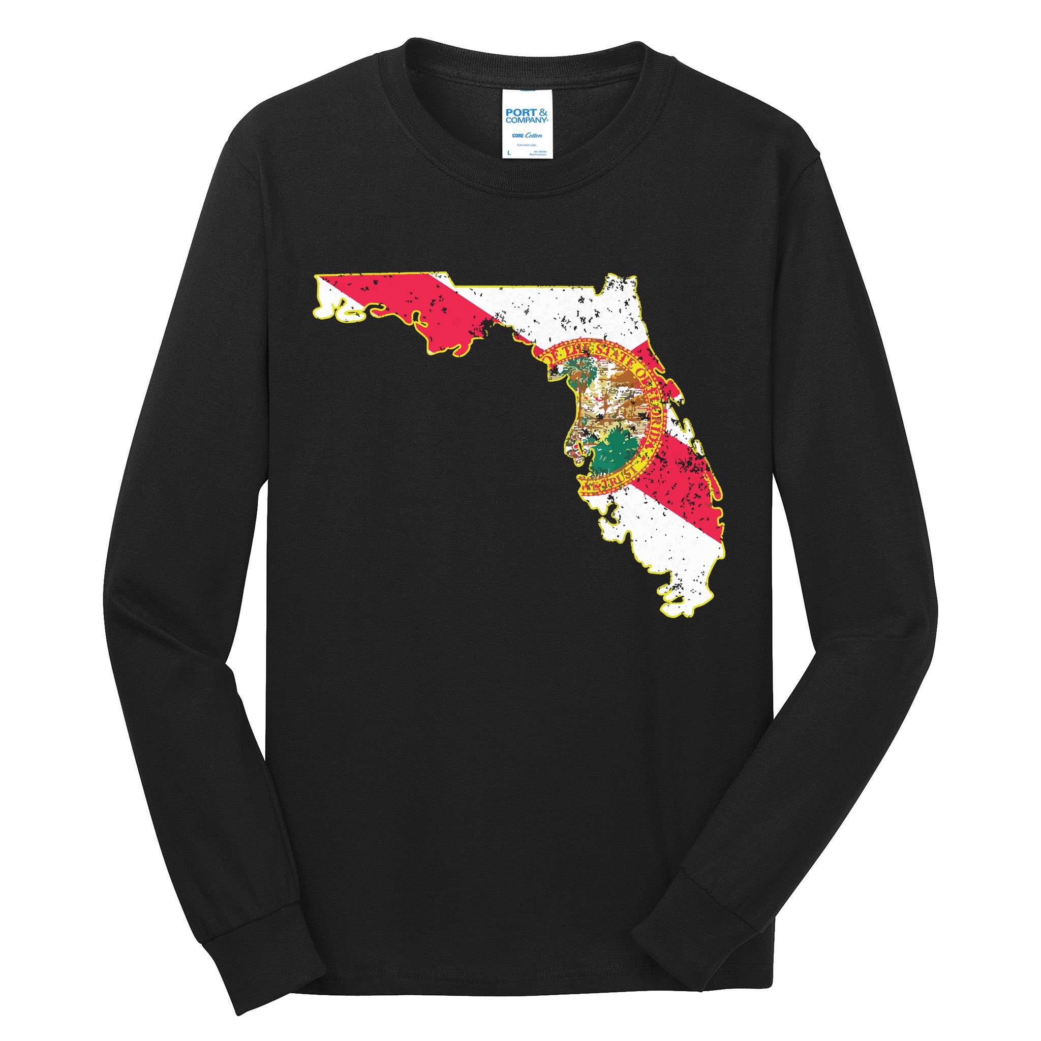Florida State With Florida Shape Flag Tall Long Sleeve T-Shirt