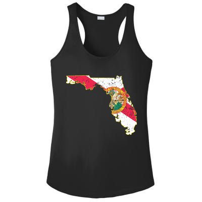 Florida State With Florida Shape Flag Ladies PosiCharge Competitor Racerback Tank