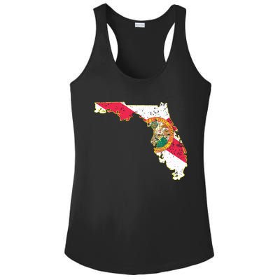 Florida State With Florida Shape Flag Ladies PosiCharge Competitor Racerback Tank