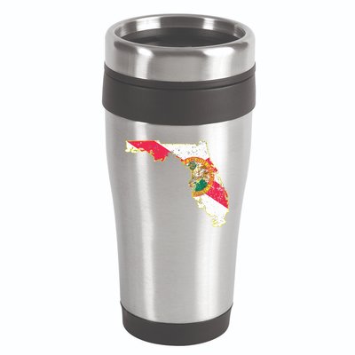 Florida State With Florida Shape Flag 16oz Travel Tumbler