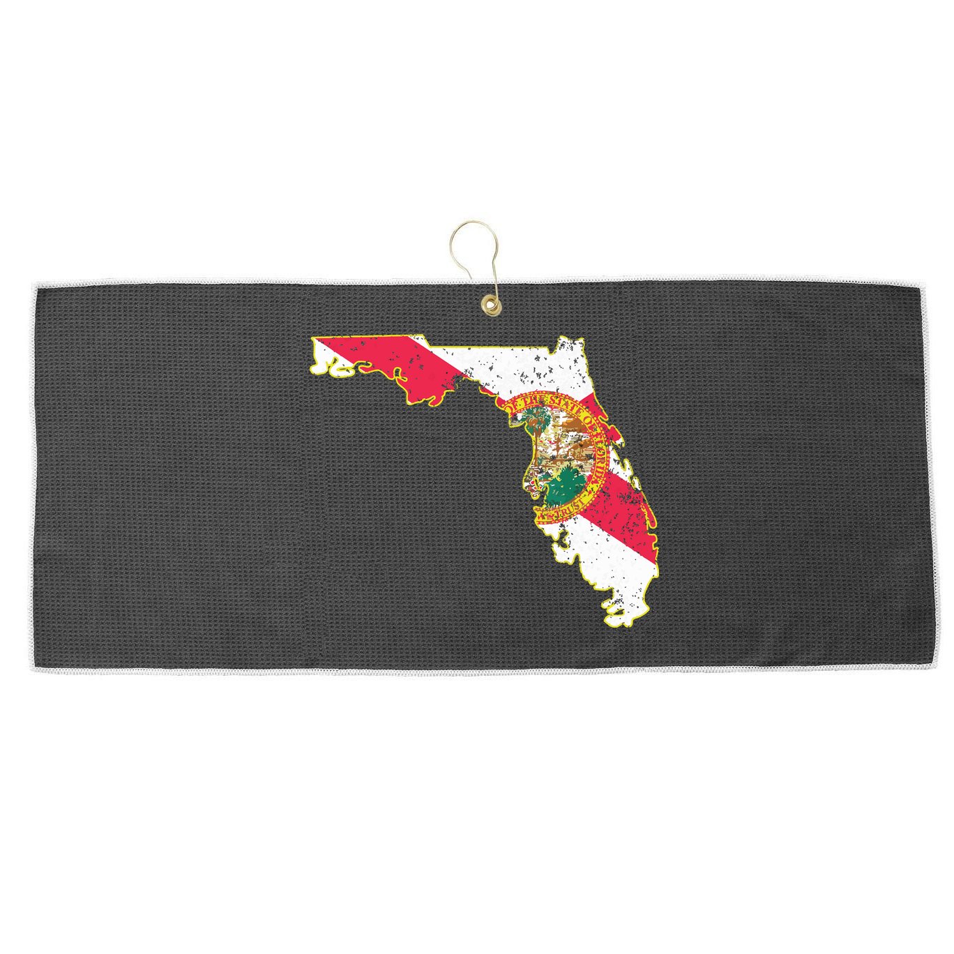 Florida State With Florida Shape Flag Large Microfiber Waffle Golf Towel