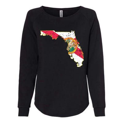 Florida State With Florida Shape Flag Womens California Wash Sweatshirt