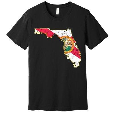 Florida State With Florida Shape Flag Premium T-Shirt