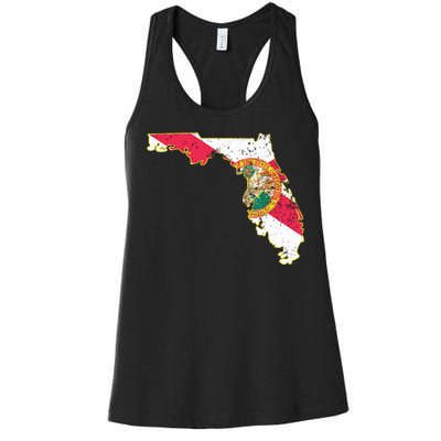 Florida State With Florida Shape Flag Women's Racerback Tank