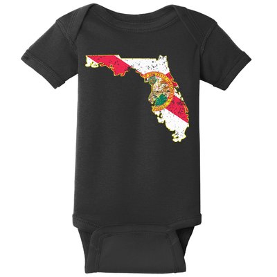 Florida State With Florida Shape Flag Baby Bodysuit