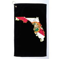 Florida State With Florida Shape Flag Golf Towel