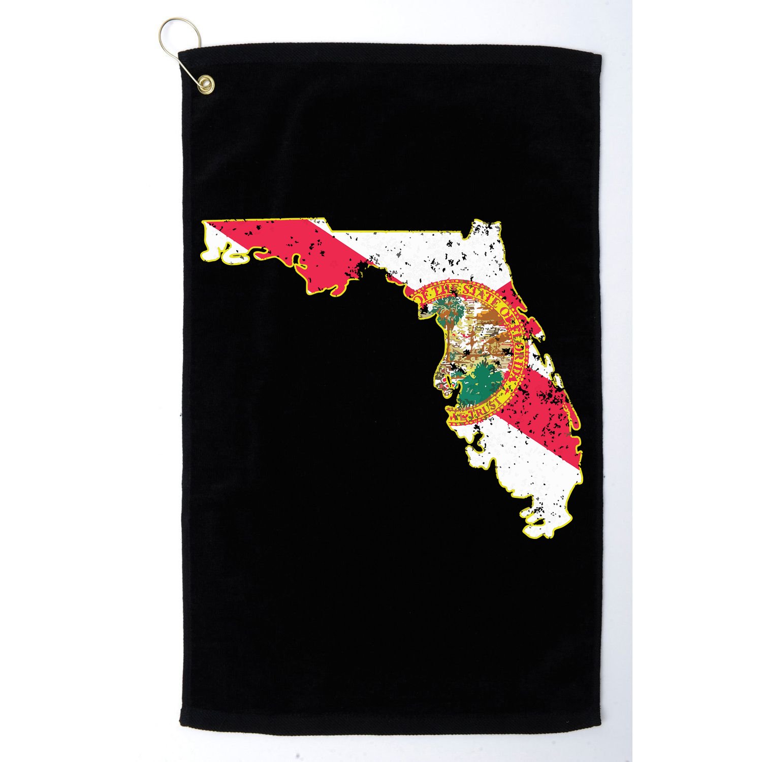 Florida State With Florida Shape Flag Golf Towel