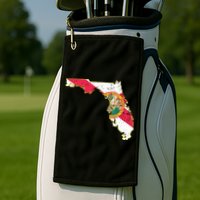 Florida State With Florida Shape Flag Golf Towel