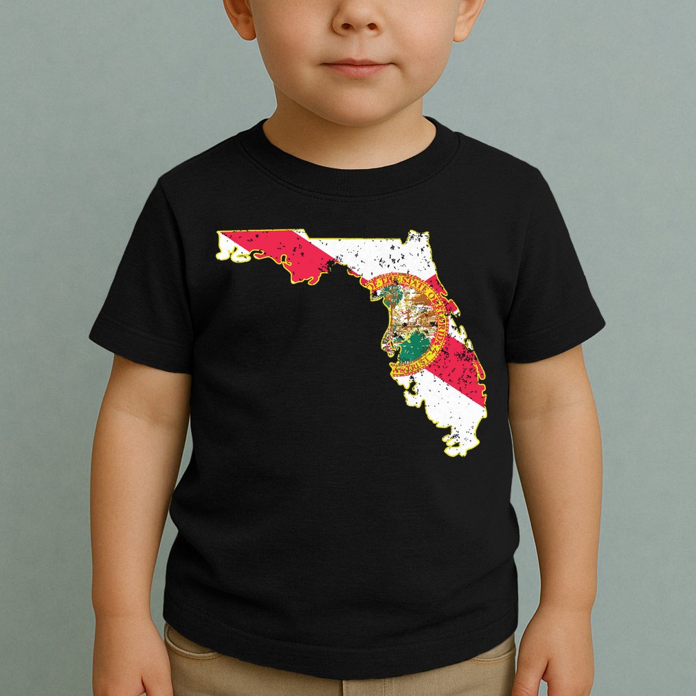 Florida State With Florida Shape Flag Toddler T-Shirt