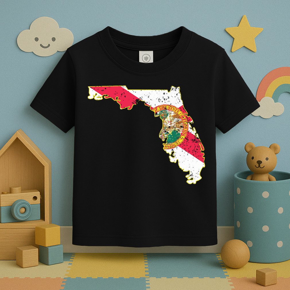 Florida State With Florida Shape Flag Toddler T-Shirt