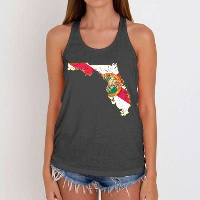 Florida State With Florida Shape Flag Women's Knotted Racerback Tank