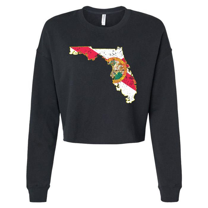 Florida State With Florida Shape Flag Cropped Pullover Crew