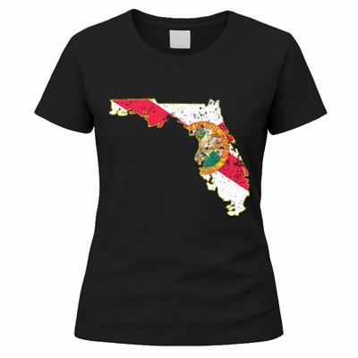 Florida State With Florida Shape Flag Women's T-Shirt