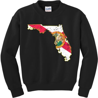 Florida State With Florida Shape Flag Kids Sweatshirt