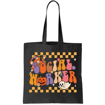 Funny Social Worker Halloween School Social Work Retro Ghost Tote Bag