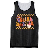 Funny Social Worker Halloween School Social Work Retro Ghost Mesh Reversible Basketball Jersey Tank