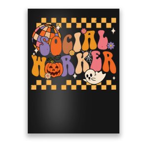 Funny Social Worker Halloween School Social Work Retro Ghost Poster