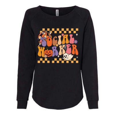 Funny Social Worker Halloween School Social Work Retro Ghost Womens California Wash Sweatshirt